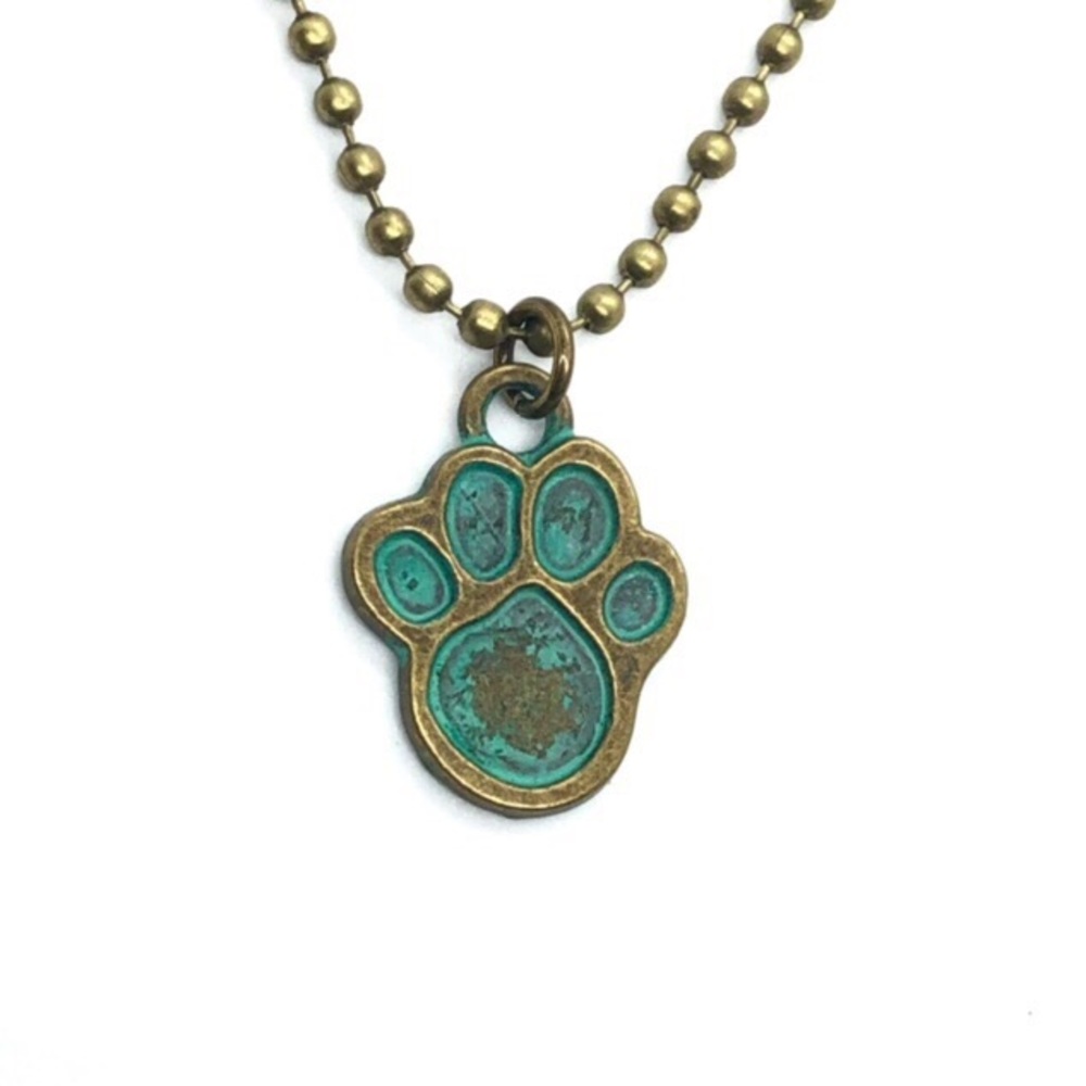 Patina Dog Paw Necklace